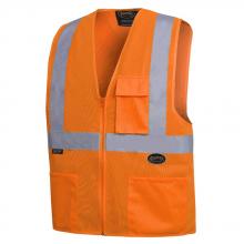 Pioneer V1030850-M - Hi-Viz Front Zip Safety Vest with 2" tape - Hi-Viz Orange - M