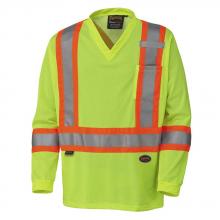Pioneer V1050960-S - Hi-Viz Yellow/Green Traffic Micro Mesh Long-Sleeved Safety Shirt - S