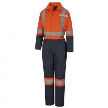 Pioneer V2021450-XS - Women's 2-Tone Poly/Cotton Safety Coveralls - Zipper Closure - Orange/Navy - XS