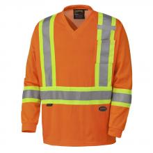 Pioneer V1050950-XL - Hi-Viz Orange Traffic Micro Mesh Long-Sleeved Safety Shirt - XL