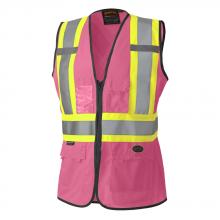 Pioneer V1021840-S - Women's Safety Vest - Tricot Poly Interlock - Pink - S
