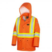 Pioneer V3520550-L - Hi-Viz FR/PU Waterproof Safety Jacket with Pockets - Hi-Viz Orange - L