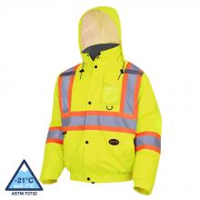 Pioneer V1150260-L - Hi-Viz Yellow/Green 100% Waterproof Winter Quilted Safety Bomber - L