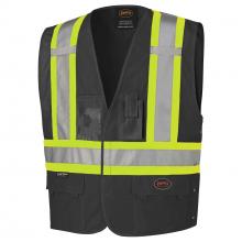 Pioneer V1021570-4/5XL - Hi-Viz Safety Vest w/ Adjustable Sides  - Black - 4/5XL