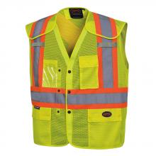 Pioneer V102196A-L/XL - Hi-Viz Yellow/Green Drop Shoulder Safety Vest with Snaps - L/XL
