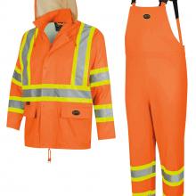 Pioneer V1080150U-L - Waterproof Lightweight Safety Rainsuits - Polyester/PVC