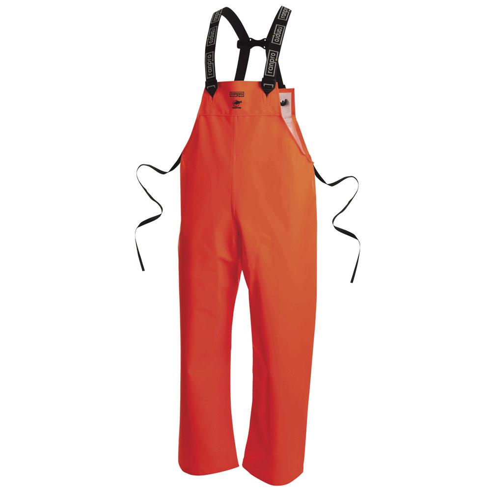 FL Snapper® Waterproof Rain Bib Pants - PVC Coated Polyester/Cotton - Orange - L
