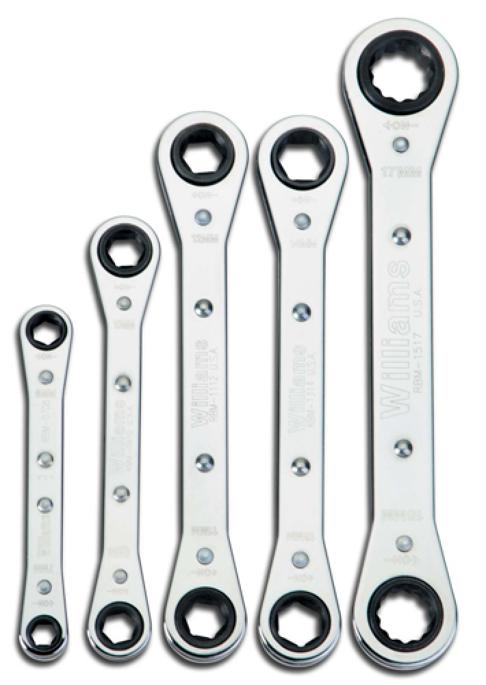 5 pc SAE Double Head Ratcheting Box Wrench Set