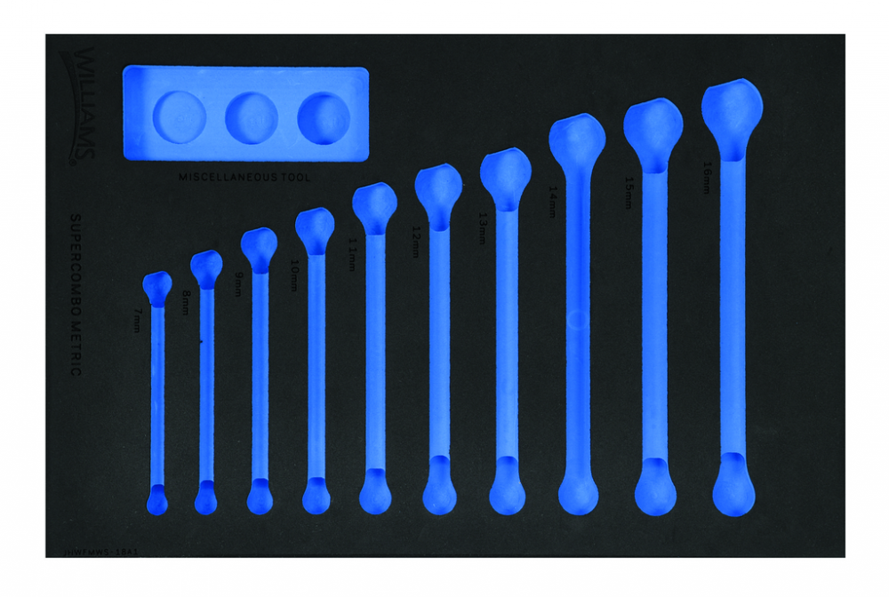 1/3 Foam Drawer Inset Only for 10 pc Metric 12-Point SUPERCOMBO® Combination Wrench Set (7-16 mm)