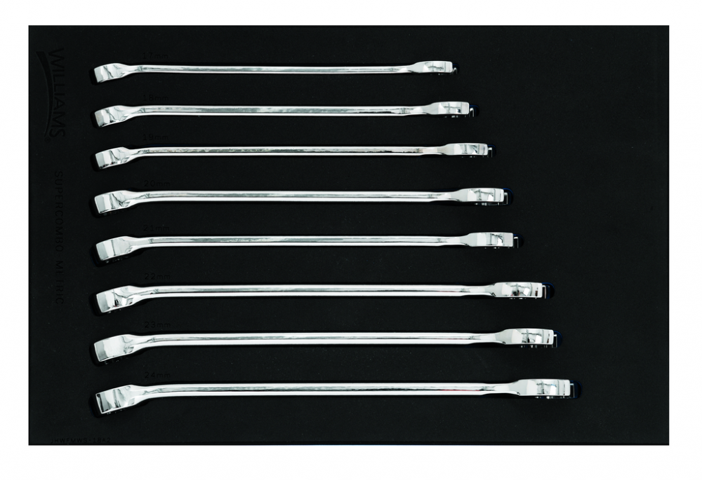 8 pc Metric 12-Point SUPERCOMBO® Combination Wrench Set in 1/3 Foam Drawer Inset (17-24 mm)