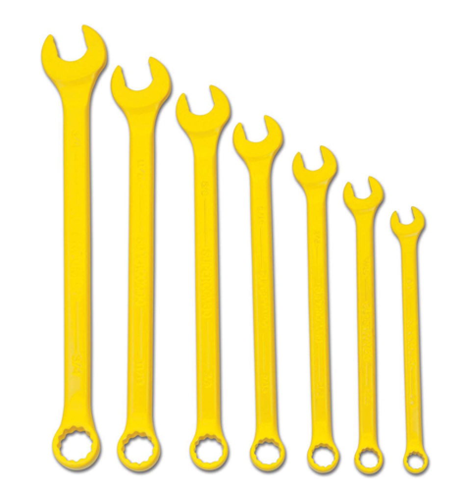 7 pc SAE SUPERCOMBO® Combination High Visibilty Yellow Wrench Set