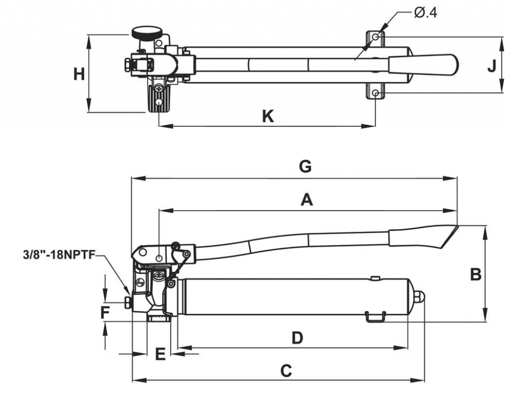 Two Speed Hand Pump 128.0 in Usable Oil Capacity