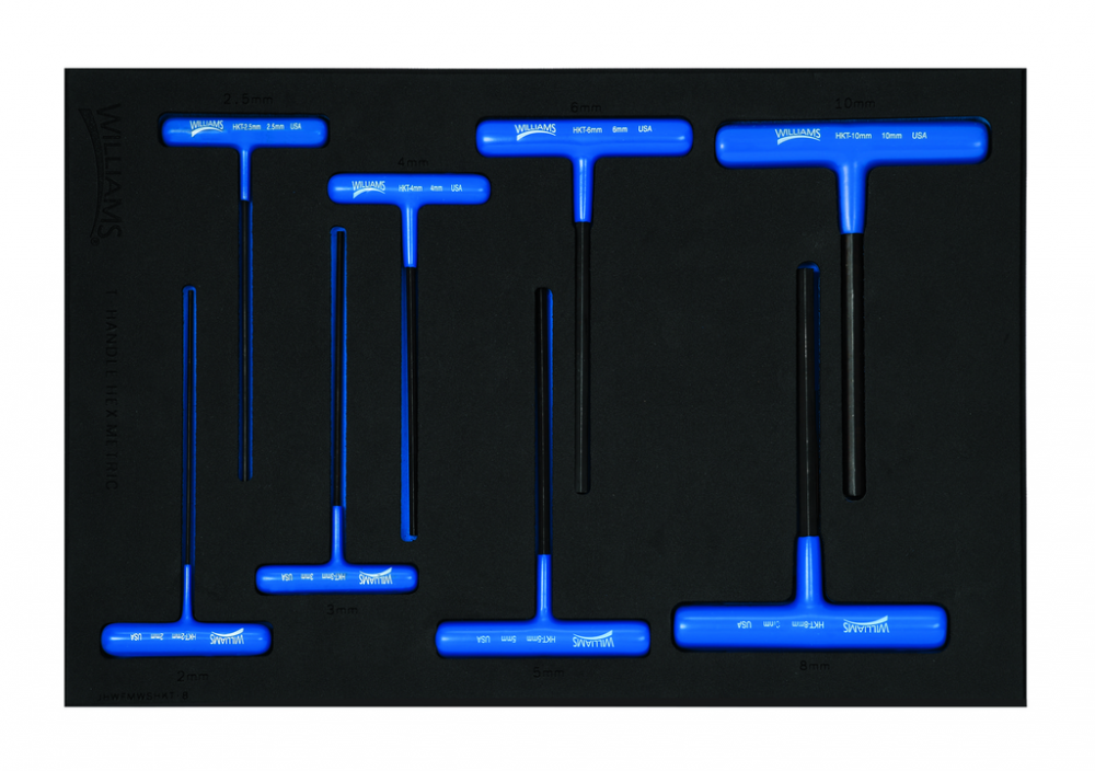 8 pc Metric Arm T-Key Set in 1/3 Foam Drawer Inset (2 mm to 10 mm)