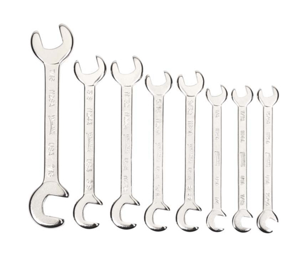 8 pc SAE Miniature 15° x 80° Double Head Open End Wrench Set