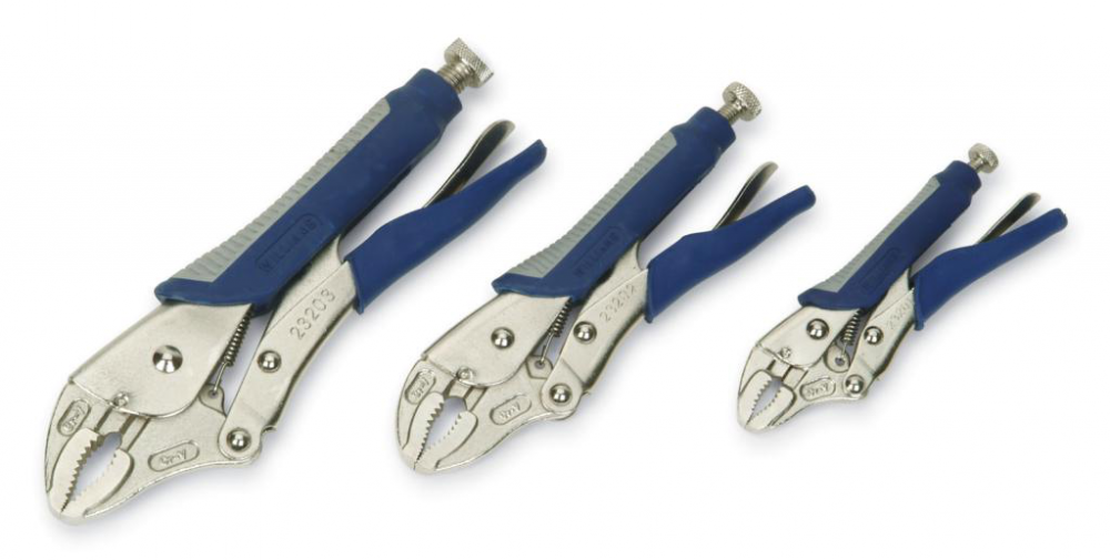 3 Pc Locking Curved Jaw Pliers with Comfort Grip Handles