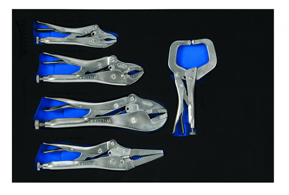 5 pc Locking Pliers Set in 1/3 Foam Drawer Insert