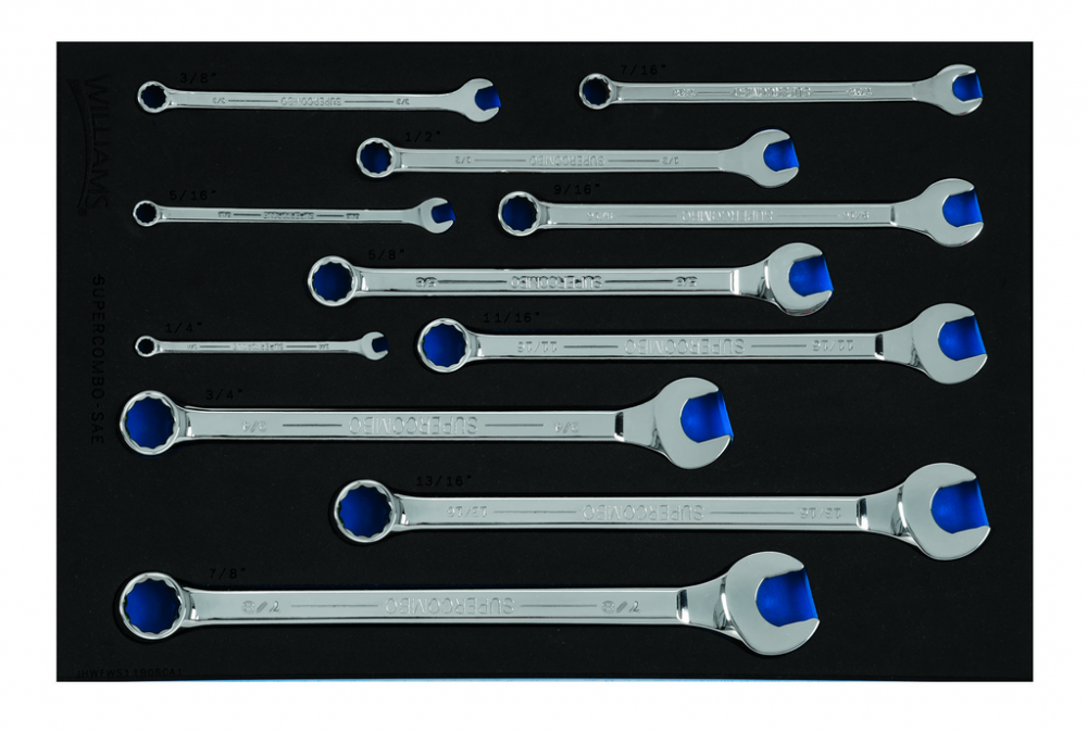 11 pc SAE 12-Point SUPERCOMBO® Combination Wrench Set in 1/3 Foam Drawer Inset (1/4 to 7/8)