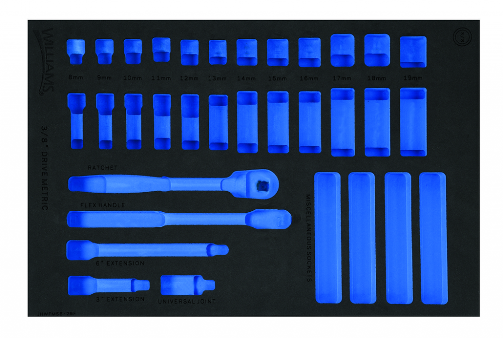 1/3 Foam Drawer Inset Only for 29 pc 3/8 Drive 6-Point Metric Shallow & Deep Socket Set