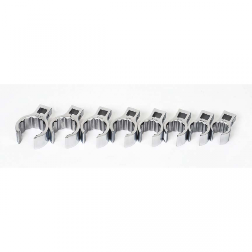 8 pc 3/8&#34; Drive 12-Point SAE Flare Nut Crowfoot Wrench Set