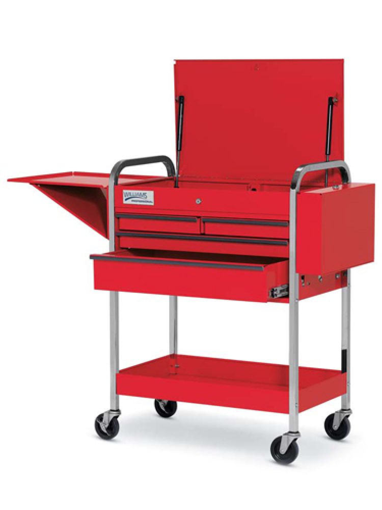 4 Drawer Service Cart With Lid Red