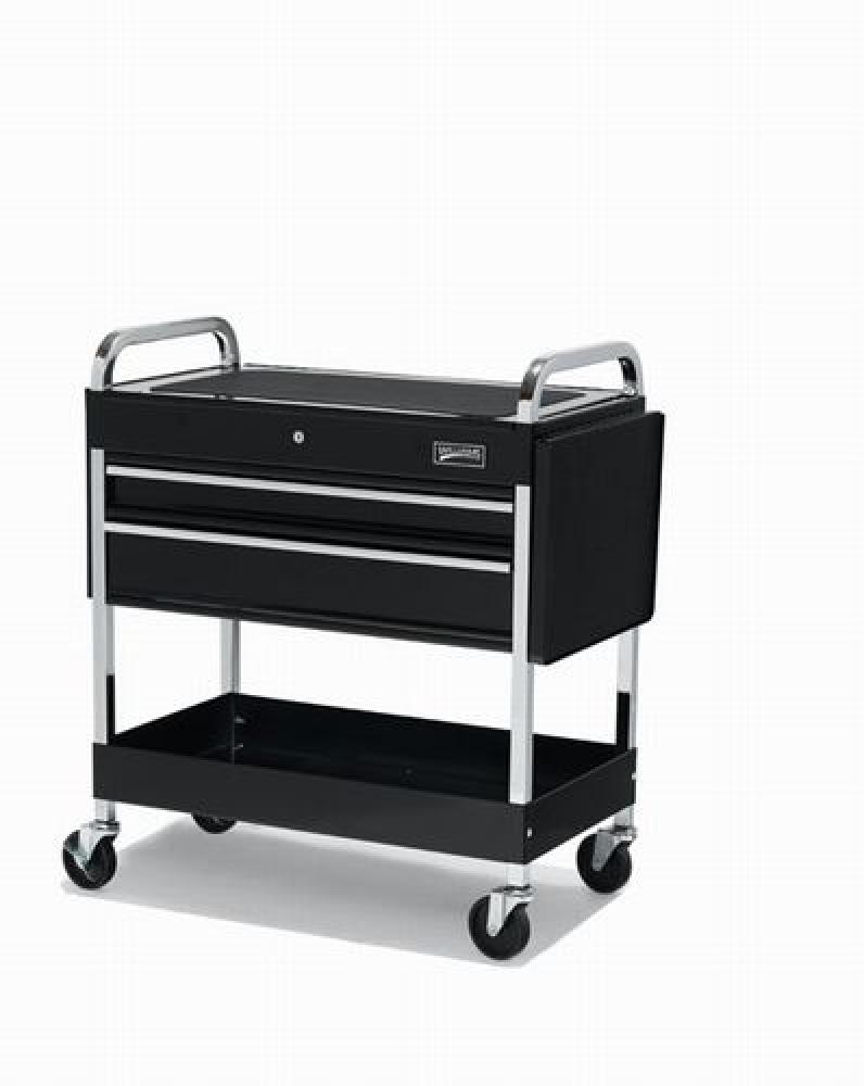 2 Drawer with Lockable Lid & Tray, Black
