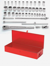 Williams JHWWSH-43TB - 43 pc 1/2" Drive 12-Point SAE Shallow and Deep Socket and Drive Tool Set in Metal Tool Box