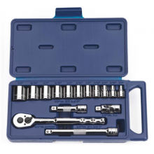 Williams JHW50673 - 15 pc 3/8" Drive -Point SAE Shallow Socket and Drive Tool Set Compact Case