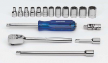 Williams JHWWSM-15HF - 15 pc 1/4" Drive -Point SAE Shallow Socket and Drive Tool Set