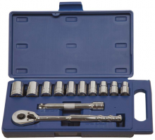 Williams JHW50669 - 12 pc 1/2" Drive 12-Point Metric Shallow Socket Set and Drive Tool Set Compact Case