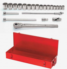 Williams JHWWSH-22TB - 22 pc 3/4" Drive 12-Point SAE Shallow Socket and Drive Tool Set in Metal Tool Box