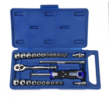 Williams JHW50661B - 27 pc 6 Drive 6-Point SAE and Metric Socket and Drive Tool Set packed in Compact Case Set