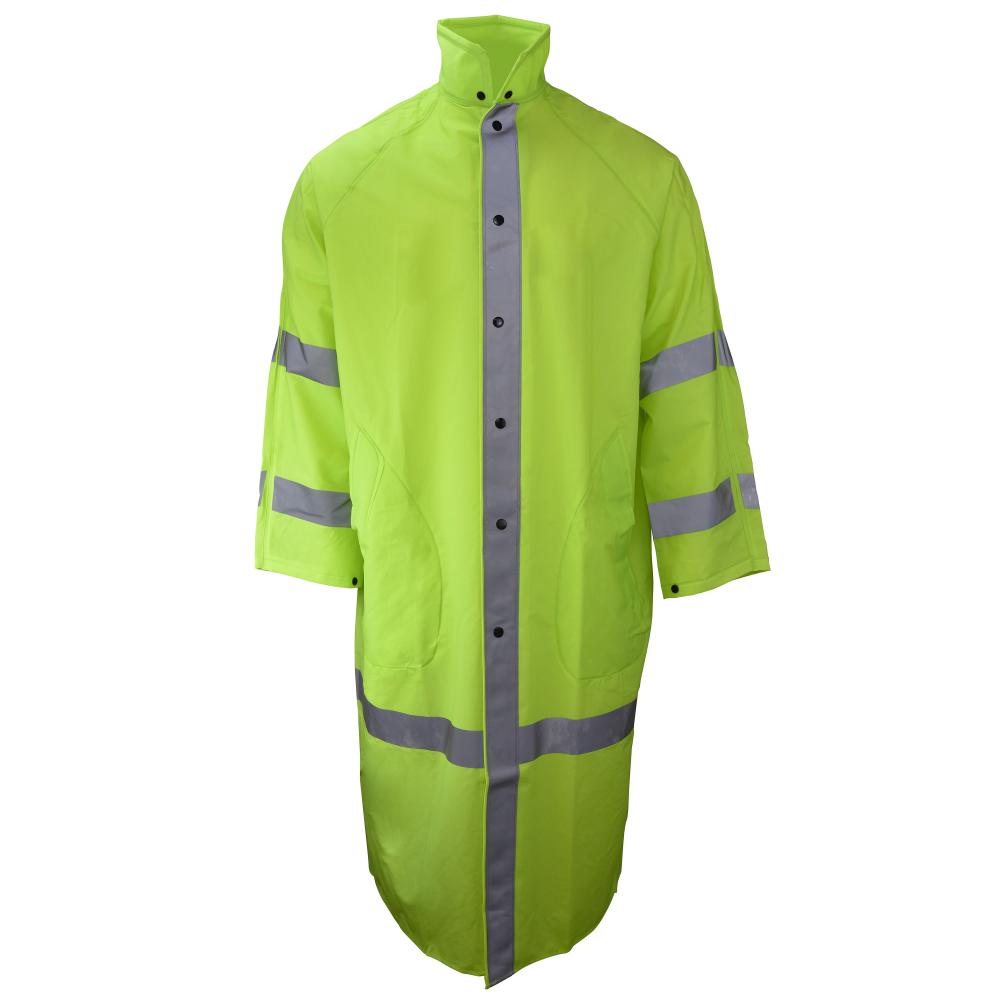 1870C Econo-Viz Coat with Snap-On Hood and Reflective Tape - Hi-Vis Lime - Size XL