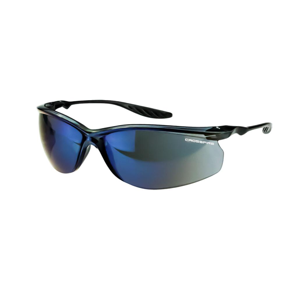 24Seven® Performance Safety Eyewear - Crystal Black Frame - Blue Mirror Lens