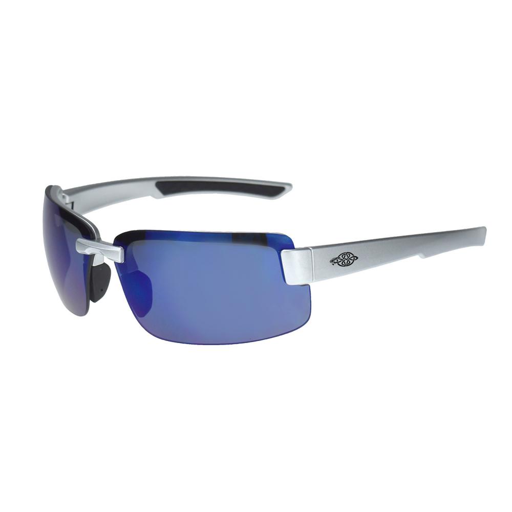 ES6 Premium Safety Eyewear - Silver Gloss Frame - Blue Mirror Lens