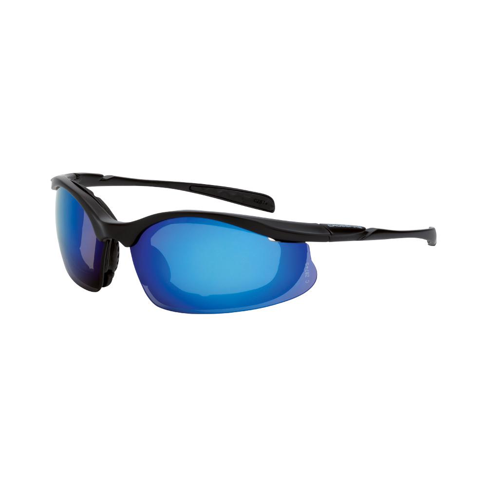 Concept Foam Lined Safety Eyewear - Matte Black Frame - Blue Mirror Lens