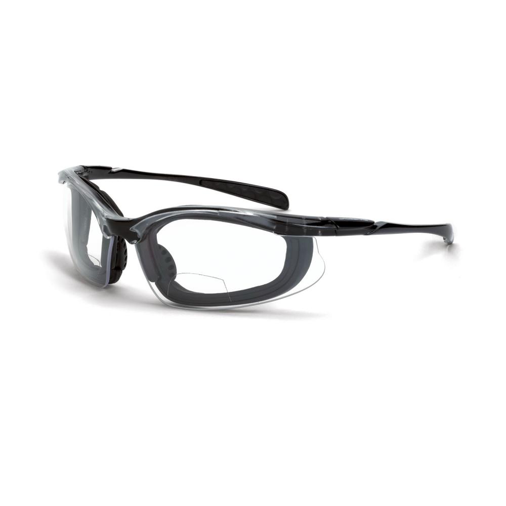 Concept Foam Lined Bifocal Safety Eyewear - Crystal Black Frame - Clear Lens - 2.0 Diopter