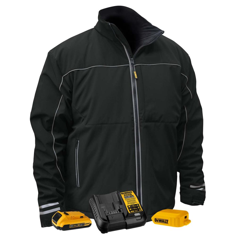 Men&#39;s Heated Lightweight Soft Shell Jacket Kitted - Black - Size XL