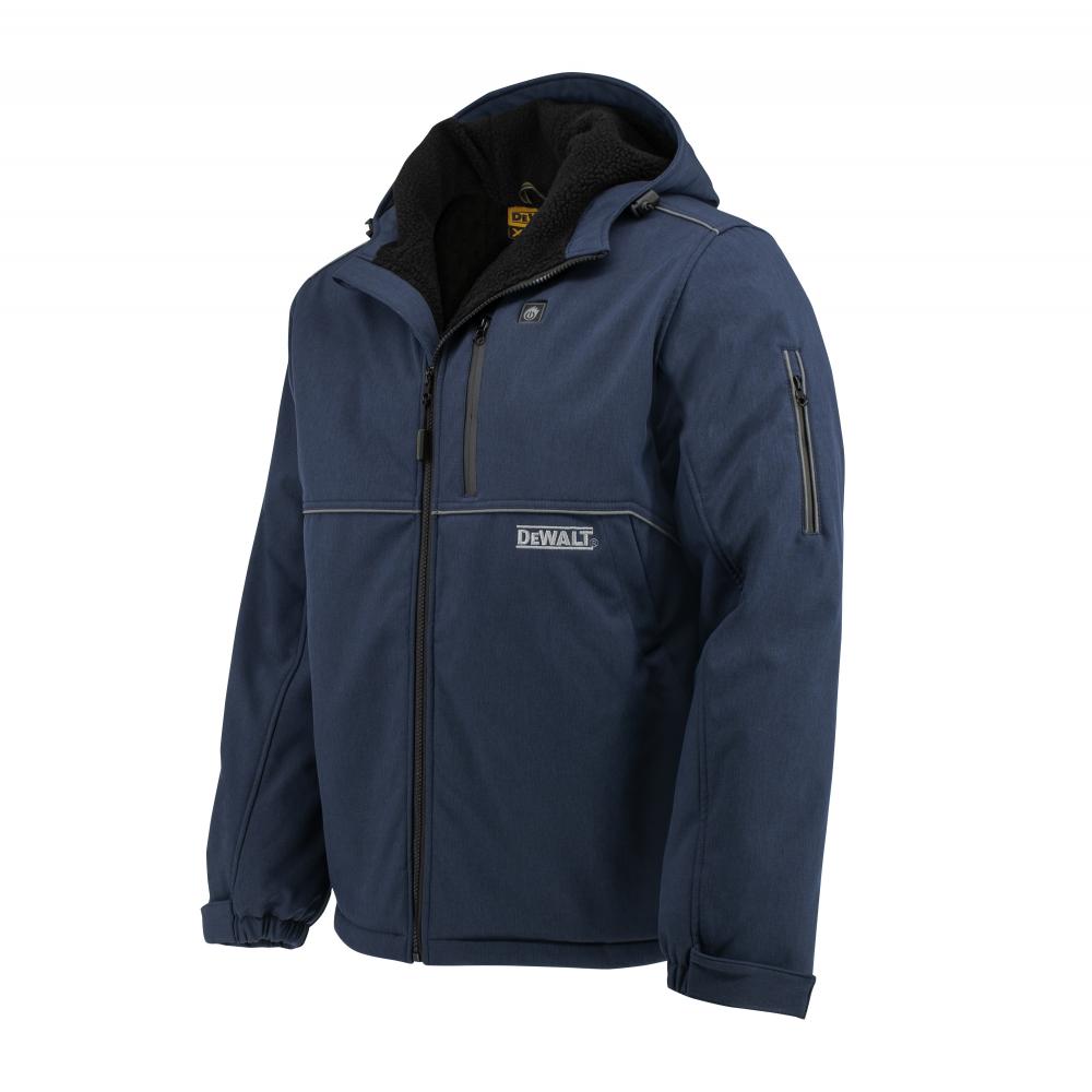Men&#39;s Heated Soft Shell Jacket with Sherpa Lining Kitted - Navy - Size 2X