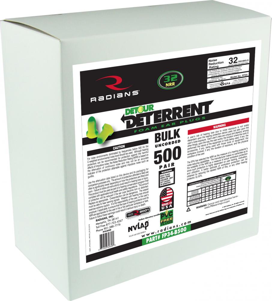 Deterrent® 32 Disposable Uncorded Earplug Dispenser Refill - 500 Pair