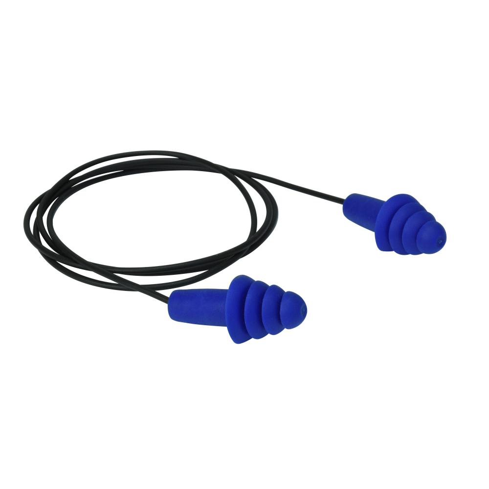 Resistor® II Metal Detectable Reusable Flanged Earplugs - Corded