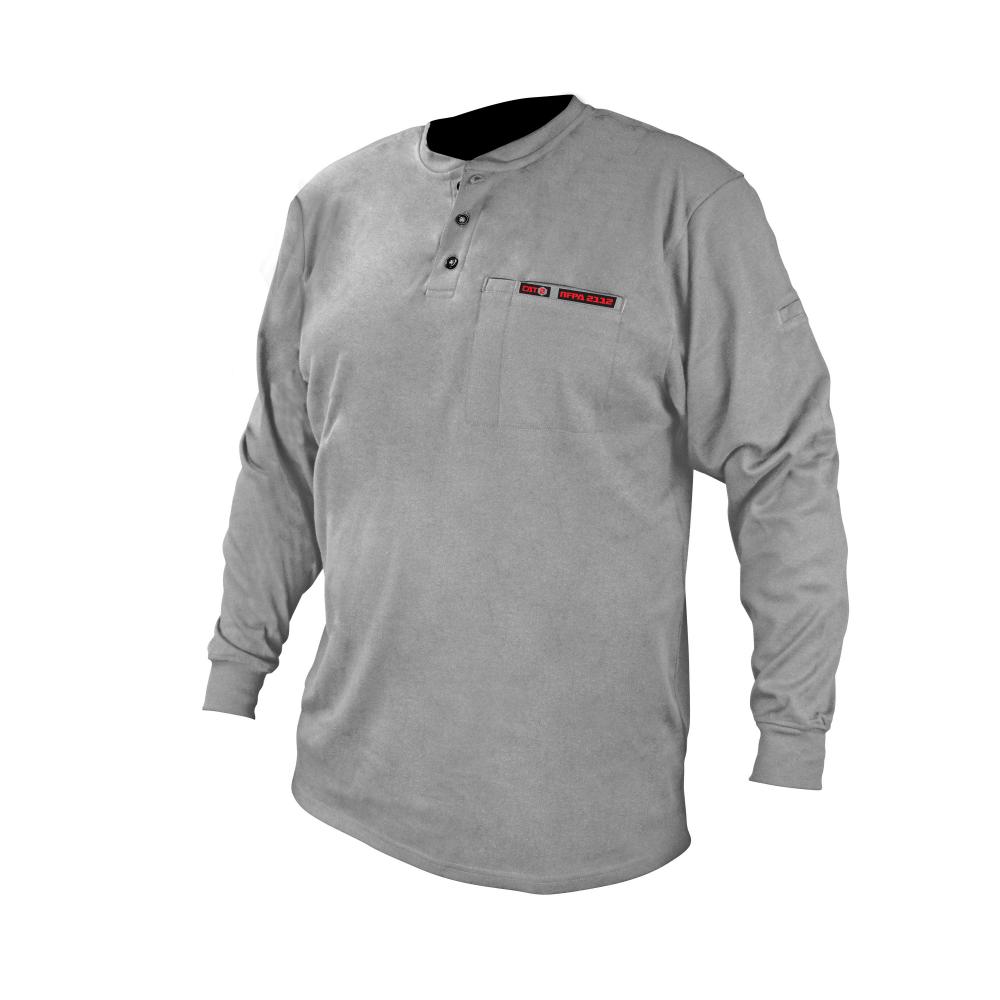 FRS-002 VolCore™ Long Sleeve Cotton Henley FR Shirt - Gray - Size 6X