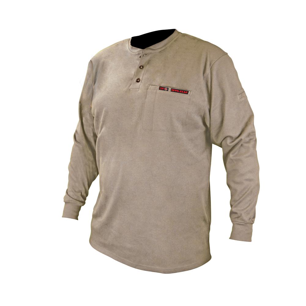 FRS-002 VolCore™ Long Sleeve Cotton Henley FR Shirt - Khaki - Size XL
