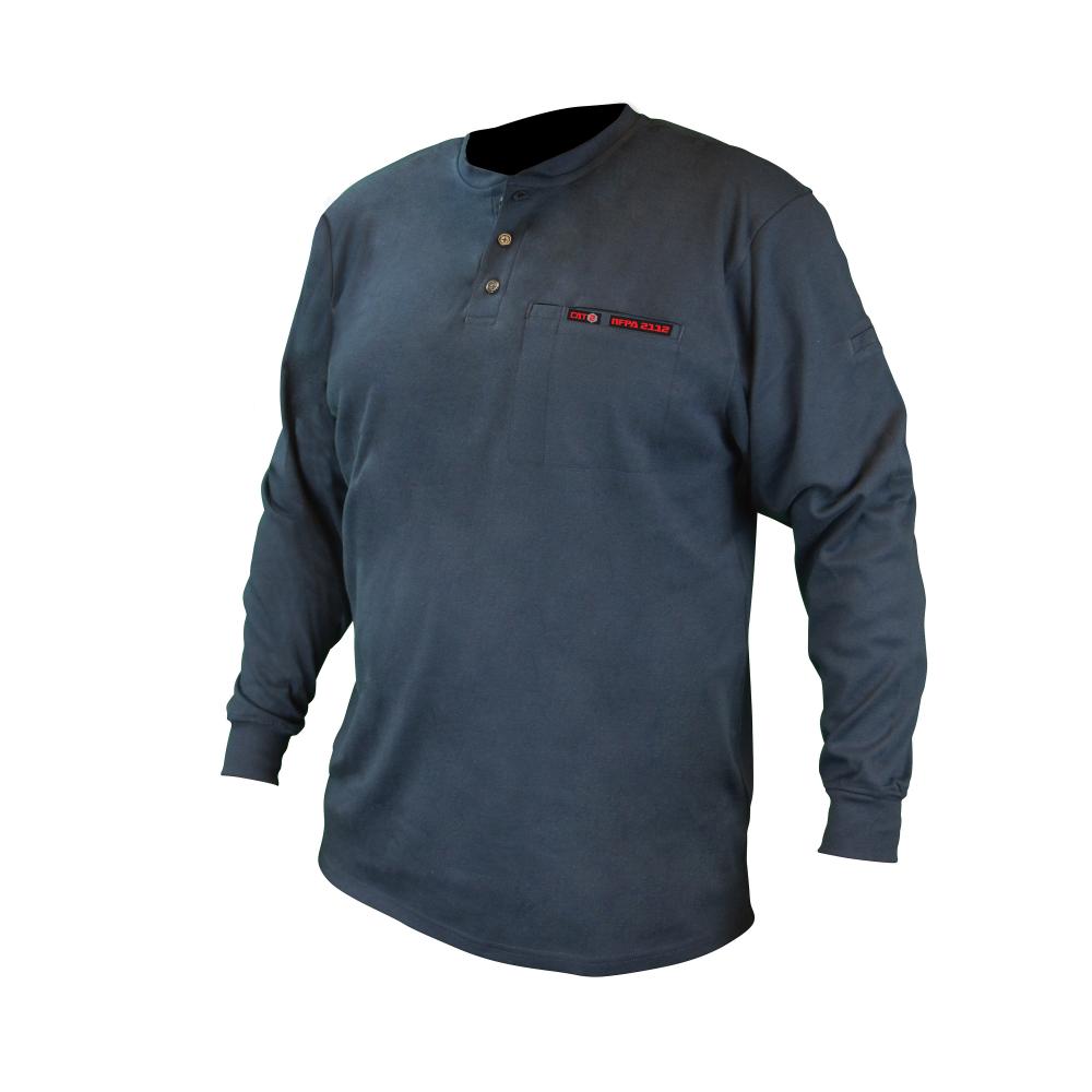 FRS-002 VolCore™ Long Sleeve Cotton Henley FR Shirt - Navy - Size M