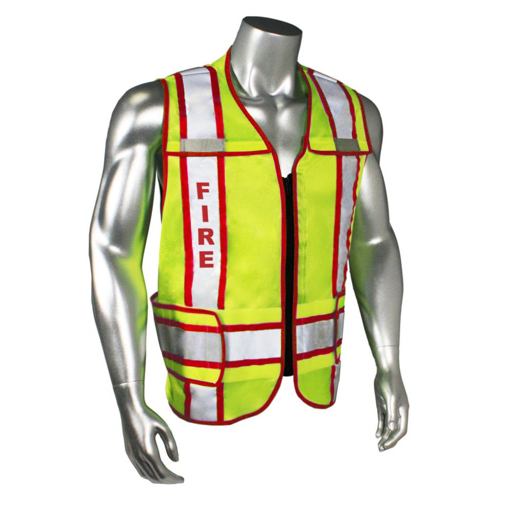 LHV-207-3G Safety Vest - Fire - Red Trim - Green - Size 2X-4X