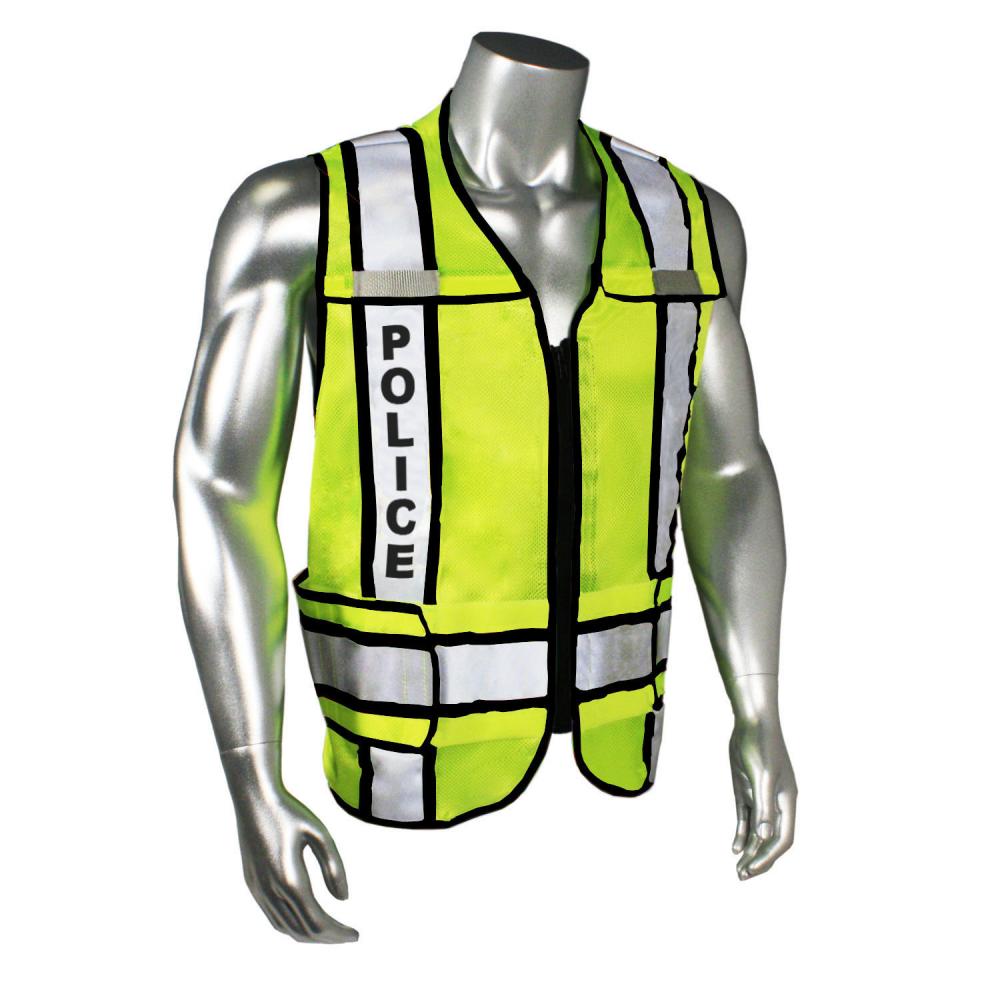 LHV-207-3G Safety Vest - Police - Black Trim - Green - Size M-XL