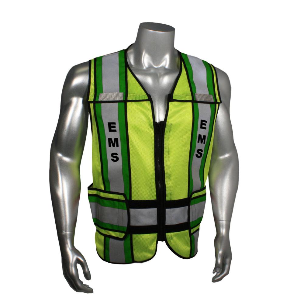 LHV-207-4C-EMS EMS Safety Vest - EMS - Green Trim - Green - Size M-XL