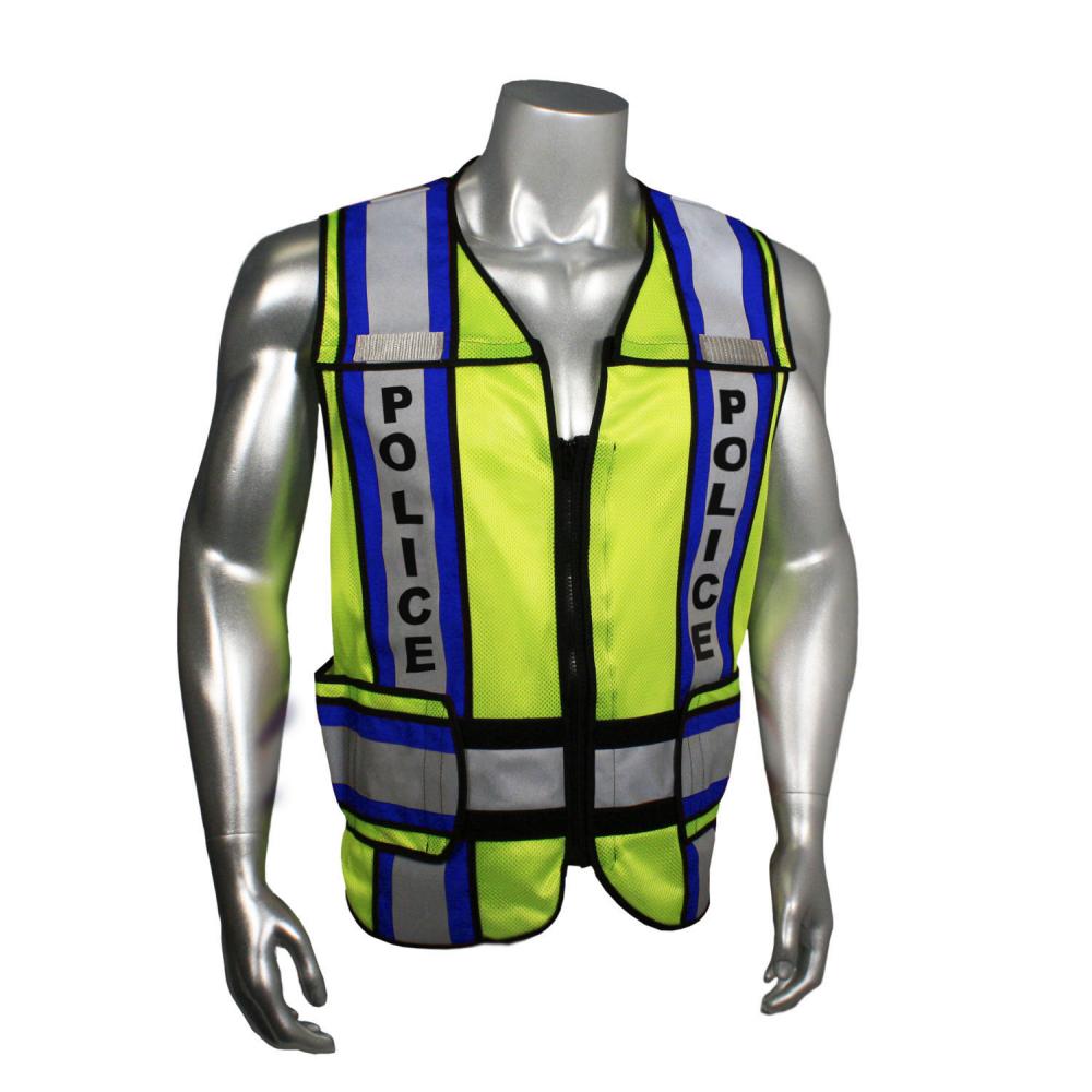 LHV-207-4C-EMS EMS Safety Vest - Police - Blue Trim - Green - Size 2X-4X