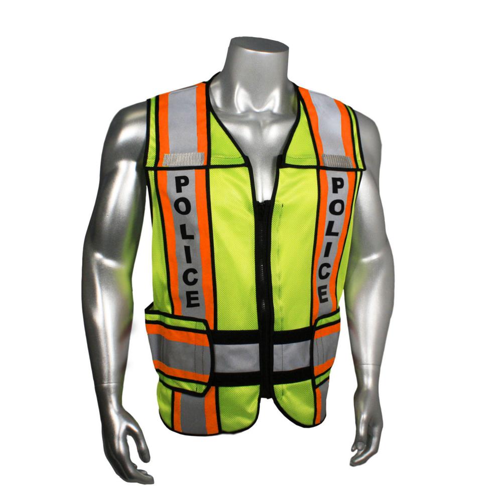 LHV-207-4C-EMS EMS Safety Vest - Police - Orange Trim - Green - Size M-XL
