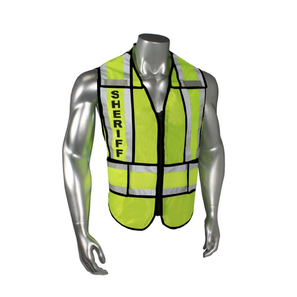 LHV-207-SPT-EMS EMS Safety Vest - Sheriff - Black Trim - Green - Size 2X-4X