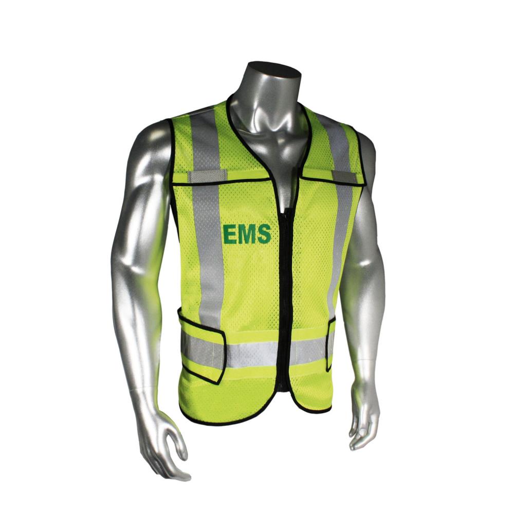 LHV-5-PC-ZR-EMS EMS Safety Vest - EMS - Black Trim - Green - Size 2X-4X